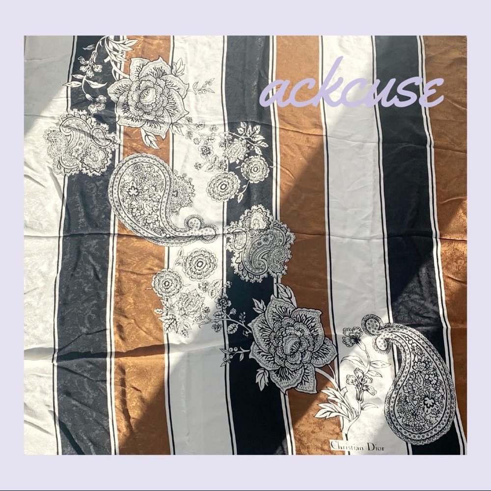 CHRISTIAN DIOR Large Floral & Paisley Silk Scarf *VINTAGE*